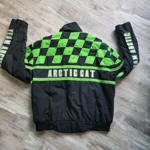 Arctic Cat Team Racing Vintage 90s Thinsulate Snowmobile Coat Black Green Check